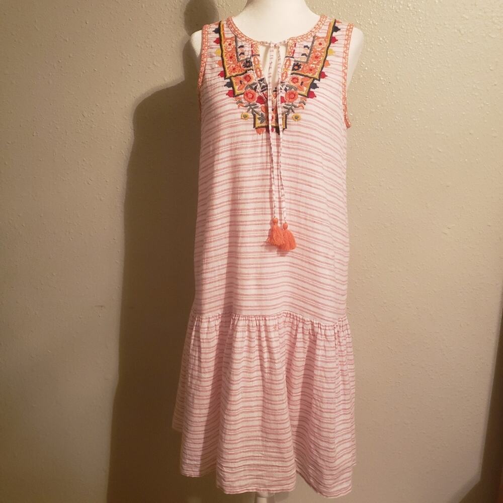 Beach Lunch Lounge pink boho short cottage core dress size xs - Picture 3 of 6